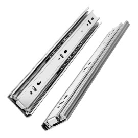 YENUO Heavy Duty Drawer Slides, Ball Bearing 10-24 Inch, Full Extension Side Mount, 45kg, Stainless Steelsize: 12inch(300mm), color: Stainless steel + White