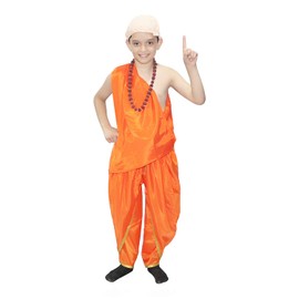 Kaku Fancy Dresses Arya Bhatt Costume for Kids/National Hero/Freedom Fighter Costume -Orange, 5-6 Years, for Boys