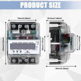 Electricity Meter, DIN Rail, Three-Phase Meter, Calibrated Electricity Meter with LCD Display, 230 V, 400 V, 5-100 A, Digital Electricity Meter, 3-Phase 4-Wire for DIN Rail, Intermediate Meter,