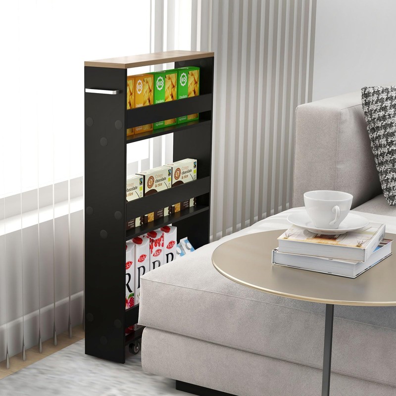 Giantex Kitchen Slim Storage Cart - 4 Tier Rolling Side