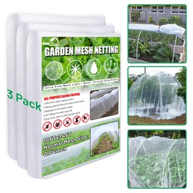SnugNiture 3 Pack Garden Netting 10x34FT Ultra Fine Mesh Mosquito Netting Plant Covers, White Bird Netting Barrier Greenhouse Row Cover Protect Fruits Flower Vegetables from Birds Deer & Squirrels