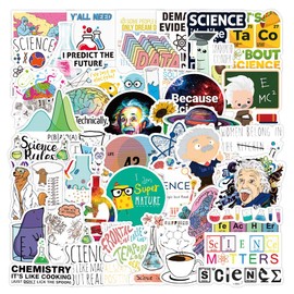 50PCS Laboratory Stickers Chemistry Biology Physics Stickers for Students Kids Natural Science Class Teachers Laboratory Decor Water Bottles Laptop Science Party Gifts Prize Bulk