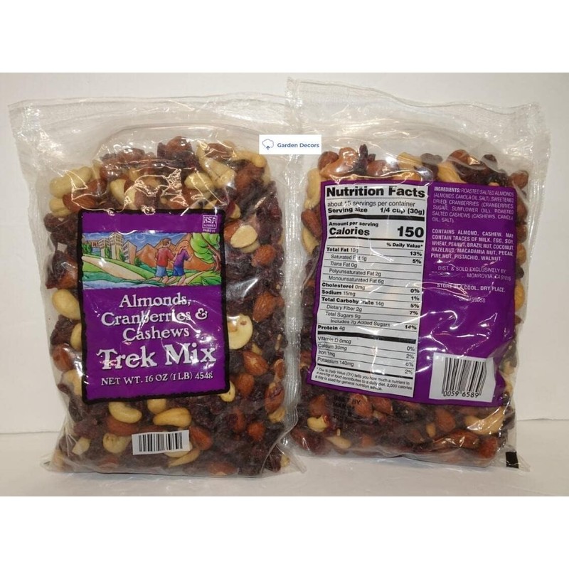 Trader Joe Almonds, Cranberries & Cashews Trek Mix 16oz 454g