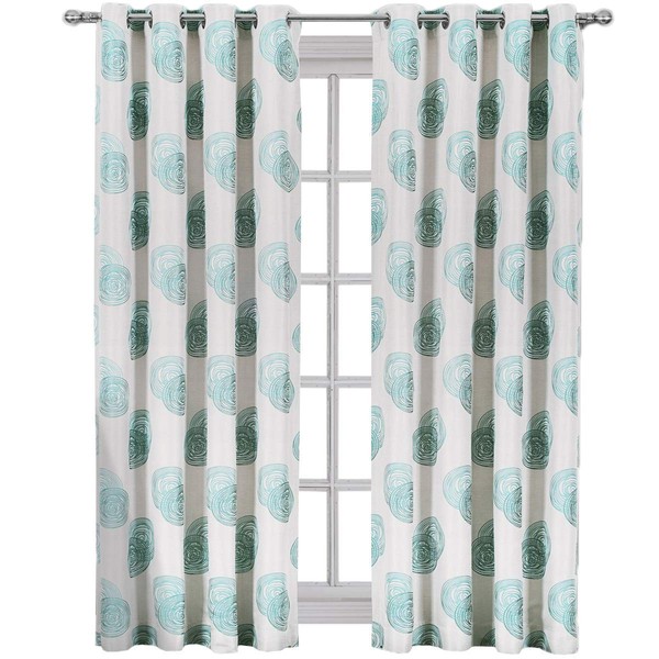 Lafayetee Blue, Top Grommet Jacquard Window Curtain Panel, Set of 2 Panels, 108x96 Inches Pair