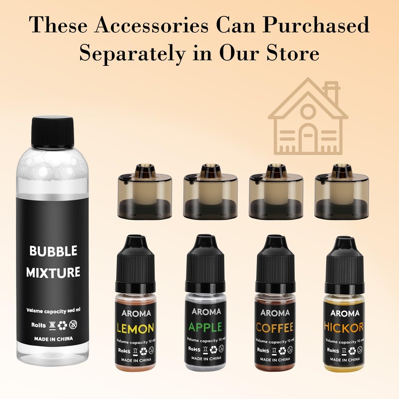 Cocktail Bubble Smoke Gun Accessories, Contains 4 Hickory Flavors, 4
