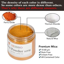 SEISSO Mica Powder - 3.5oz/100g Royal Golden Natural Epoxy Resin Dye Color Pigment Powder for Soap Making, Slime, Nail, Paint, Bath Bomb Colorant etc.