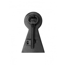 Black Cast Iron Key Shaped Front Door Knocker 6" H X 3.5" W Decorative Antique Entry Door Vintage Metal Knockers with Rust Resistant Finish and Mounting Hardware Renovators Supply Manufacturing
