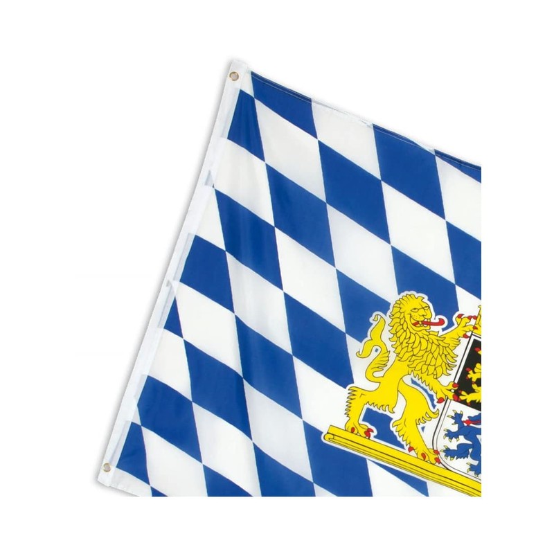 KarnevalsTeufel.de Bavaria Flag Blue/White with Bavarian Crest Decoration for Folk
