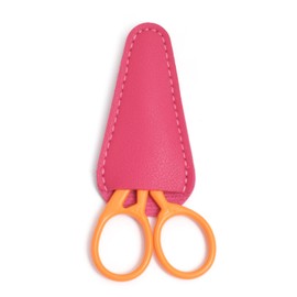 Stork 3.6 Inch Sewing Embroidery Scissors with Artificial Leather Cover - Stainless Steel Vintage Embroidery Scissors for Needlework, Manual Sewing Handicraft (Orange)