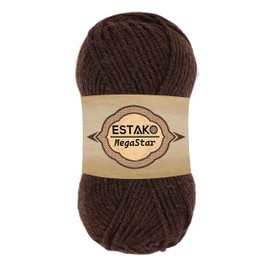 Estako Megastar, 75% Acrylic 25% Wool yarn, Soft, Chunky Bulky weight #5 for Crochet and Knitting 3.52 Oz (100g) / 120 Yrds (110m) (67013 - Brown)