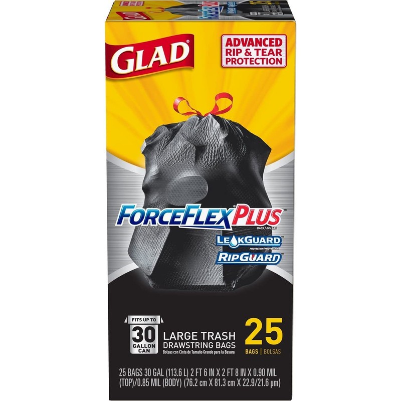 Glad Large Trash bag, 30 Gallon, 25 ct