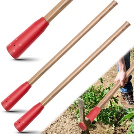 Lasnten 2 Pack 36" Wooden Pickaxe Handle with Rubber End Replacement Mattock Railroad Clay Pick Handle for Chopping Soil, Farm, Gardening, Landscaping