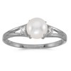 14k White Gold Freshwater Cultured Pearl And Diamond Ring (Size