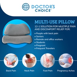 Doctor's Choice 12-in-1 Versatile Memory Foam Pillow – Ergonomic Two-Piece Cushion with Detachable Lumbar Support, Curved Design, Removable Cover – Perfect for Office, Home, Travel, Pregnancy Comfort