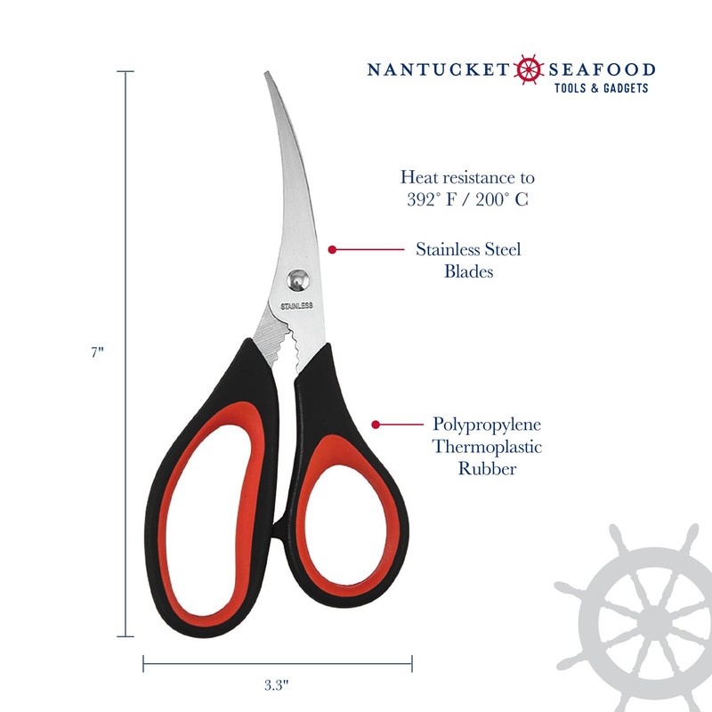 Nantucket Stainless Steel Seafood Scissors and Cracker For Lobsters, Crab,