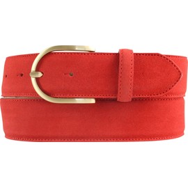 BELTINGER Women's Suede Belt 4 cm | Velour Belt for Women 40 mm | Suede Belt 4 cm with Gold Belt Buckle, Red, Gold