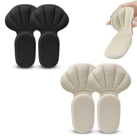 Ruayia Heel Pads, Shoe Insoles, 2 Pairs of Heel Pads, Breathable Memory Foam Heel Protection, for Too Large Shoes & Boots, Shoe Filler Heel - Black, Beige