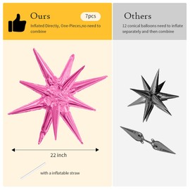 7 Pcs Pink Star Balloons Explosion Balloons For Engagement Bachoeltte Party Decorations Wedding Gender Reveal Party Backdrops Decorations Supplies Pink Birthday Party Decorations Sweet 16 Party