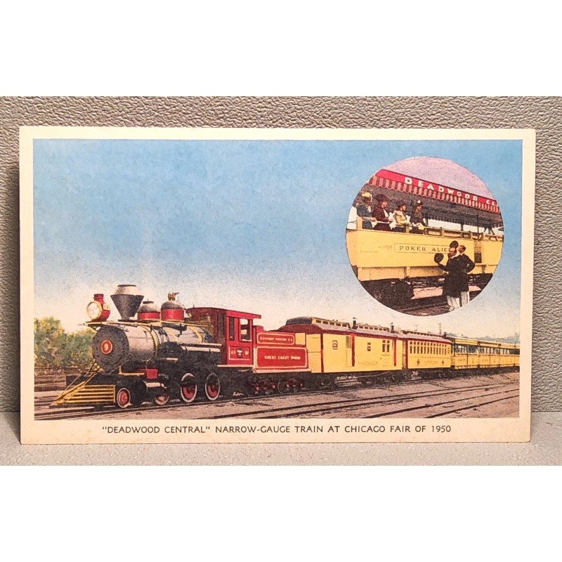 unknown 1950 Postcard~Deadwood Central Train At~1950 Chicago Worlds Fair. #-3403