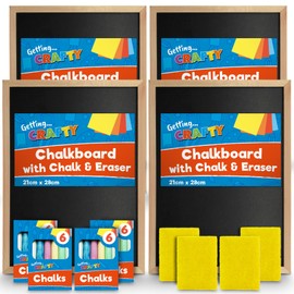 4pk Chalk Board for Kids | 21 x 28cm Small Chalkboard with Eraser & Chalks | Mini Chalkboard Signs Chalk Boards for Walls | Black Board Kids Chalk Board Sign Outdoor Blackboard | Chalkboards for Kids