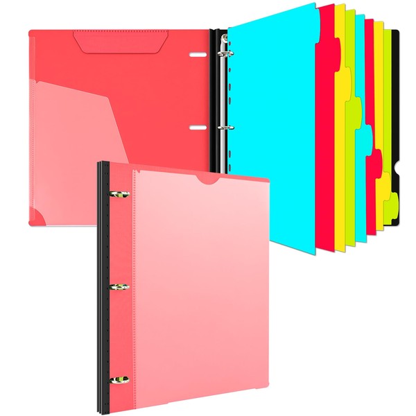 INFUN 1 Inch Telescoping 3 Ring Binder with 8-Tab Dividers,