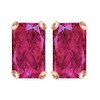 7x5mm Emerald Cut Simulated Ruby Stud Earrings in 14k Rose