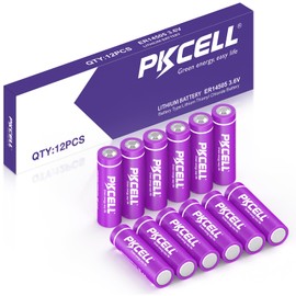 PKCELL 12 Pack ER14505 3.6V Lithium Battery 2400mAh AA Lithium Batteries Li-SOCL₂ Non-Rechargeable Battery for Temperature Sensor Home Alarm