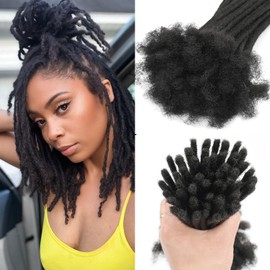 0.6cm 8 Inch Human Hair Locs Extensions 70 Strands Dreadlocs Extensions Real Human Hair Natural Black for Women Men Kids Full Handmade Permanent Human Hair Locs Can Be Dyed and Bleached