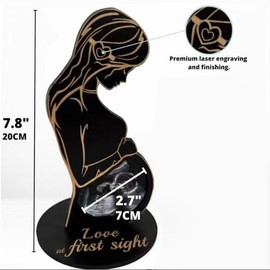 1pcs Wezxrauo Pregnancy Ultrasound Photo Frame - Wooden Sonogram Picture Frame for Baby Shower, Gender Reveal & Pregnancy Announcement - Keepsake Gift for Pregnant Women, Mom-to-Be, New Parents - Gift from Husband (Natural Wood)