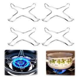 Xinghonyac 4 Pcs Gas Stove Ring Reducer Trivet, 10cm x 10.3cm Trivet Stove Burner Grate Gas Cooker Holder, Gas Cooker Accessories, Stainless Steel Kitchen Rack Pot Stand for Gas Hob