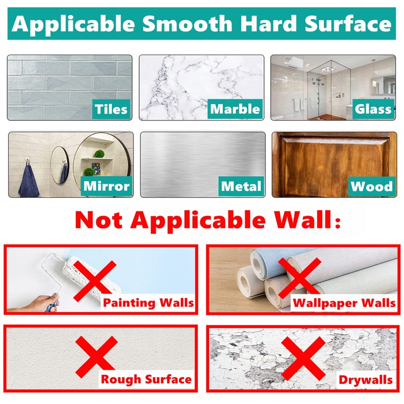 BARONAGE Adhesive Hooks, Heavy Duty Stick on Wall Hooks Robe