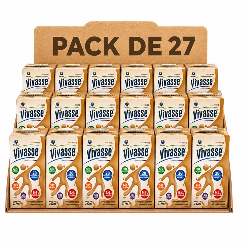 27 Pack Vivasse - Sabor Nuez, Sin Fibra Dieta Polimérica-237ml