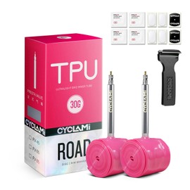 Set of 2 TPU Inner Tubes Road Bike 700 x 18/23/25/28/30/32c-622 28 Inches, Metal Presta Valve, Strong Airtightness, Ultralight 30 g Bicycle Inner Tube, 28 Inch FV: 45 mm