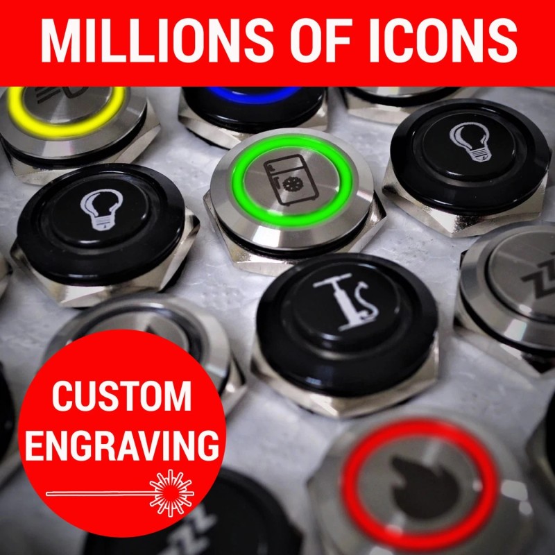 AutoLöc Power Accessories 22mm Billet 12V Momentary Push Button Switch