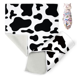 ELEMONY Cat Grooming Wrap, Cat Wrap Self-Adherent, Anti-Scratch Anti-Bite, Anti-Escape Grooming Bag for Cats Nail Clipping, Ear Cleaning, and Teeth Brushing (19.7 × 19.7" Cow Pattern)