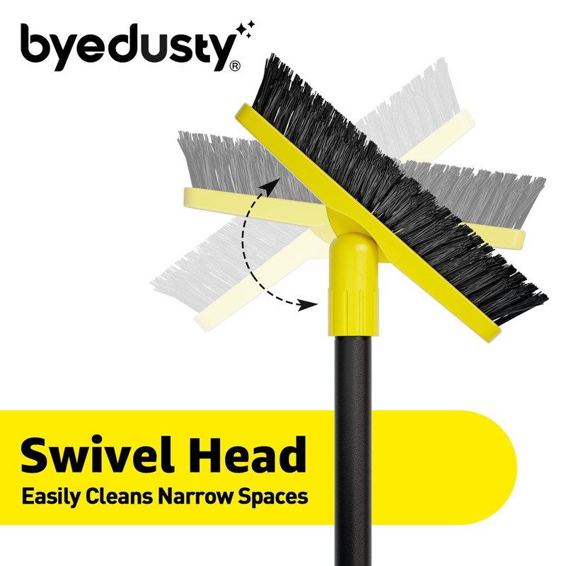 Grout Brush with Long Adjustable Handle - Telescopic, Rotation Tile