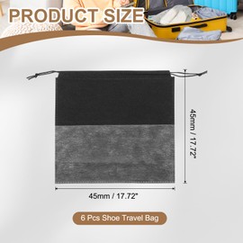 PATIKIL Shoe Bags for Travel 18", 6 Pcs Dustproof Drawstring Bags Dust Cover Non-Woven Travel Shoe Storage Bag for Packing with Clear Window for Women Men Handbag Purse, Black