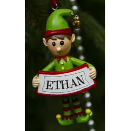 Boxer Gifts Ethan Elf Christmas Tree Decoration | Xmas Bauble Ornament Gift | One for The Whole Family, Ceramic, Multi-Colour, 8 x 4.5 x 2 cm
