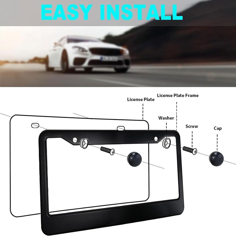 2 PCS for U.S. Navy Retired License Plate Frames,Matte Black