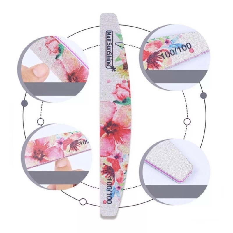 3 Limas De Uñas Con Patron De Flores Jr