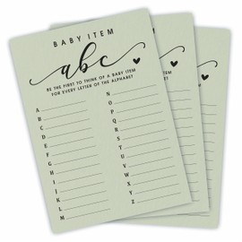 NYCTUG 30 Baby Item ABC Game Cards, 5"X7" Fill-in Alphabet Game for Baby Shower, Gender Reveal, Baby Announcement, Party Game Activity & Supplies - B03