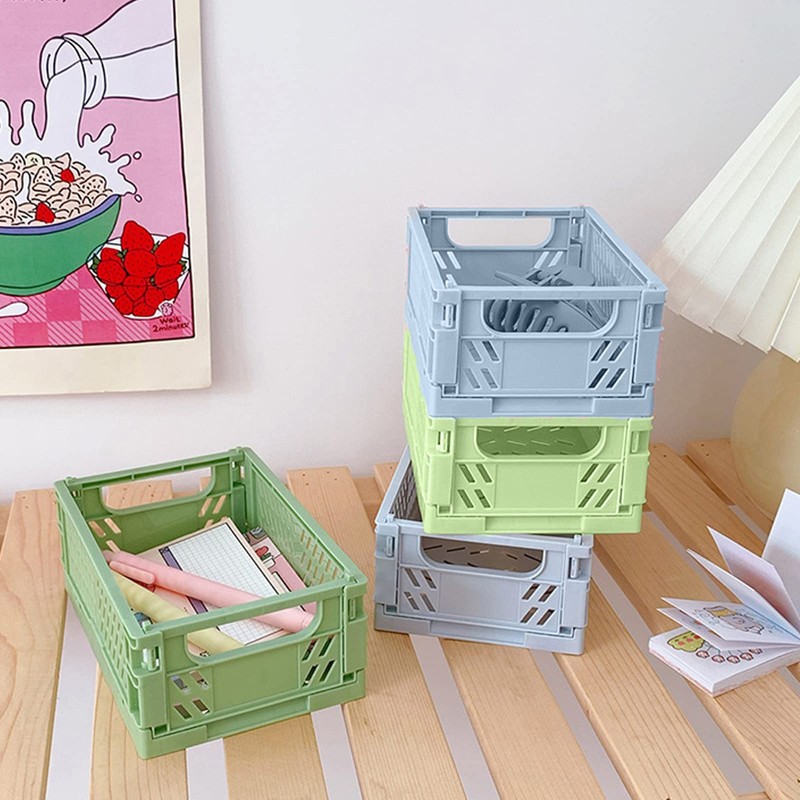 Eabdice Pack of 2 Mini Baskets, Storage Box, Foldable, Plastic