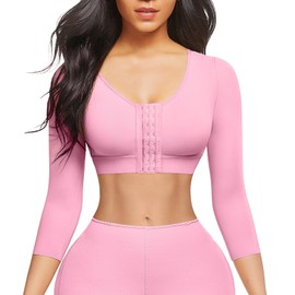 FeelinGirl Upper Arm Compression Sleeve Post Surgery Posture Corrector Tank Top Arm Slimmer Shapewear Pink M