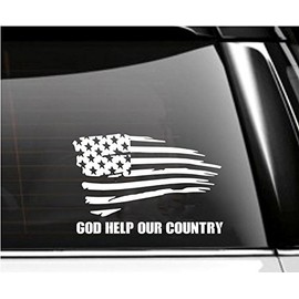 God Help Our Country Car Decal Tattered American Flag- Tumbler Decal