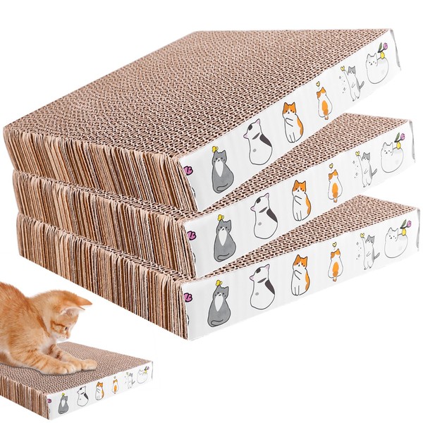 Pack of 3 Cat Scratching Boards, Corrugated Cardboard Scratching Boards
