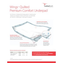 Cardinal Health P3036C Quilted Premium Comfort Underpad, Wings Maximum Absorbency, Blue, 30 x 36IN, Case of 40