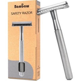 Bambaw Double Edge Safety Razor Silver | Zero Waste Safety Razors for Men and Women | Classic Metal Razor | Eco-Friendly & Reusable | No Blade Included