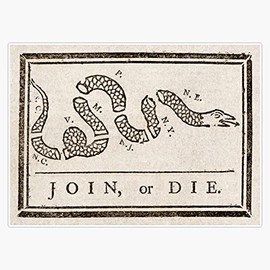 HOF Trading Join Or Die - Benjamin Franklin Vinyl Sticker Waterproof Decal Laptop Wall Window Bumper Sticker 5"