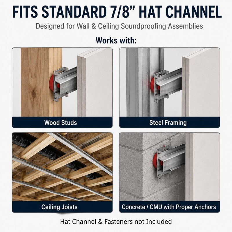 GWNF 10-Pack Sound Isolation Clips for Drywall, Fits 7/8-Inch Hat