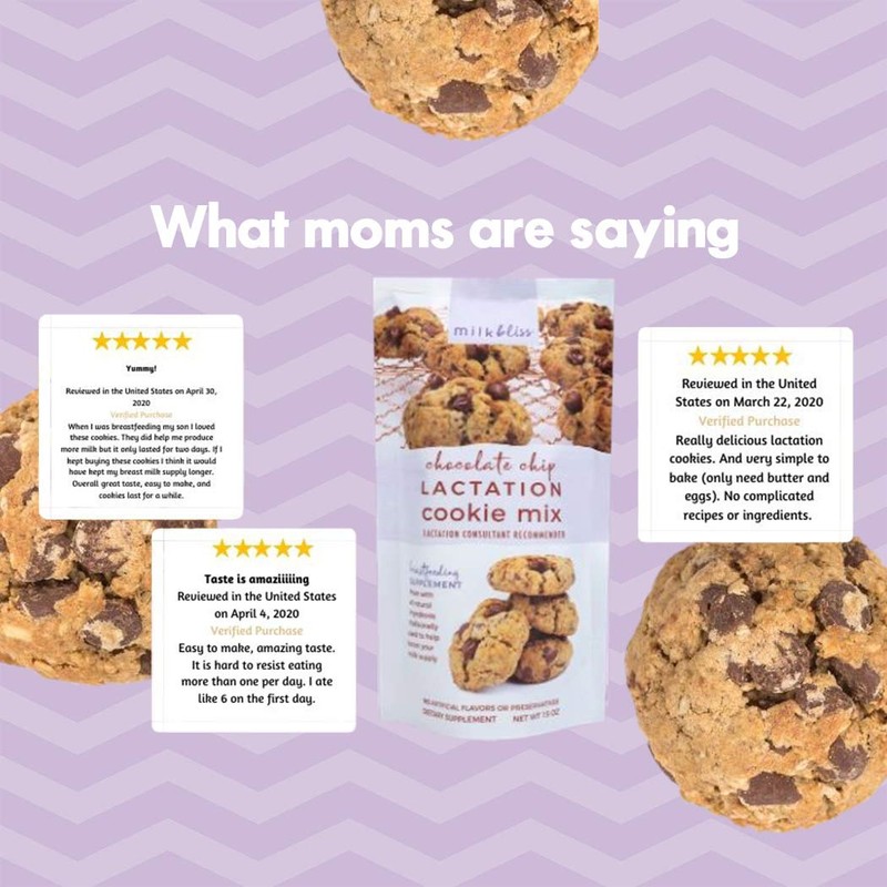 MilkBliss Dark Chocolate Chip Lactation Cookie Mix, 15 OZ